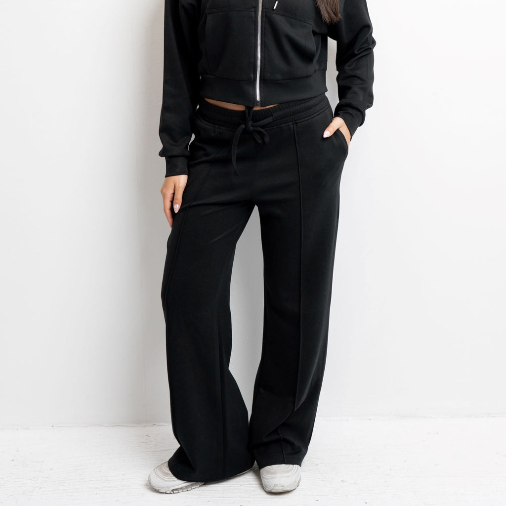 Black Soft Feel Wide-Leg Joggers 