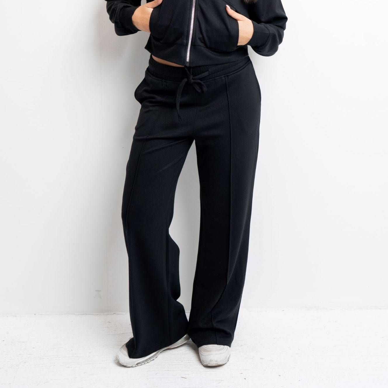 Black Soft Feel Wide-Leg Joggers 