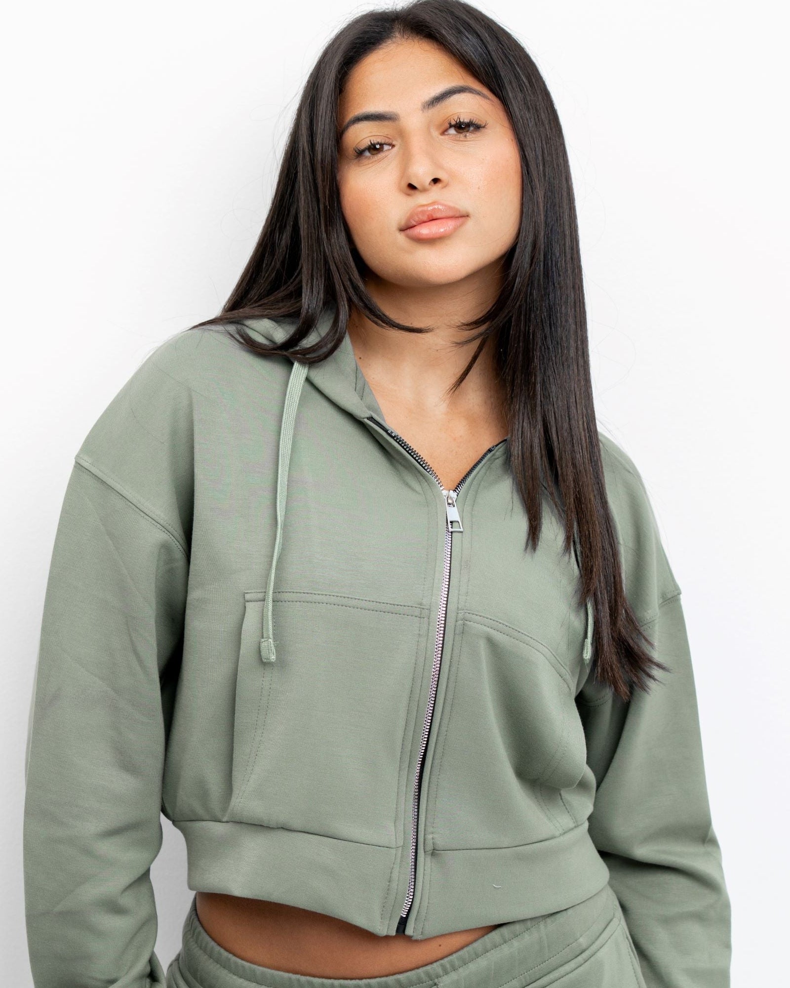 Soft Feel 
Olive Zip up Jacket