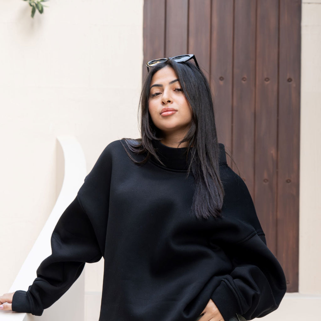 Black Mock-Neck & Wide Leg pants  SET