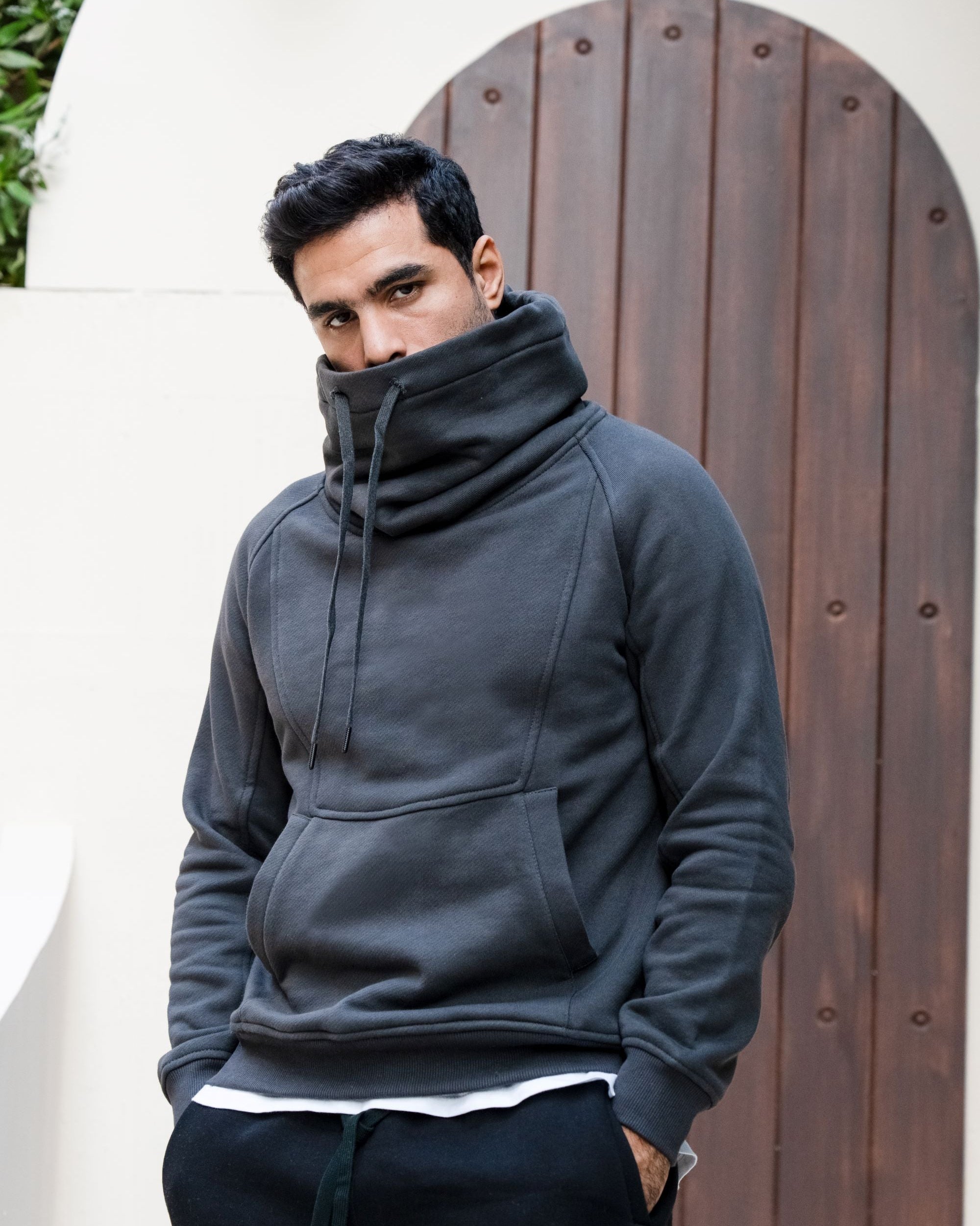 Dark-Grey Turtleneck Sweatshirt 