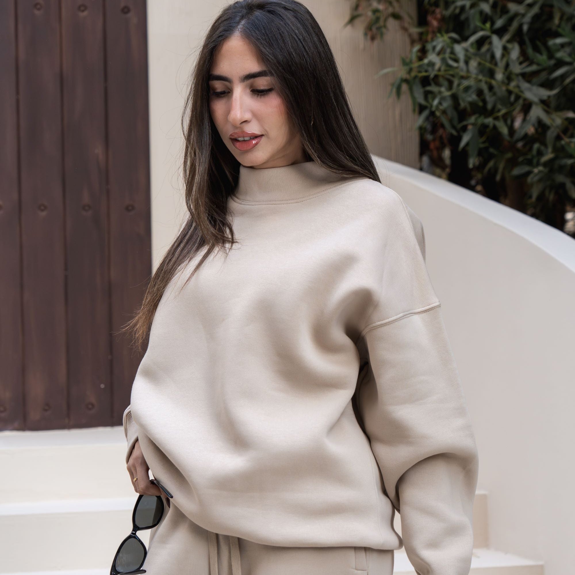 Mock-Neck Oversized Sweatshirt