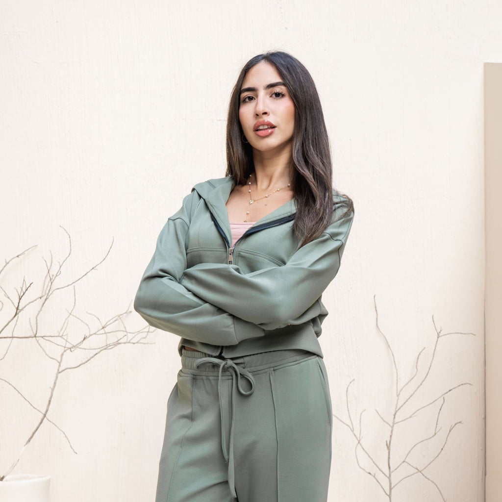 Soft Feel 
Olive Zip up Jacket