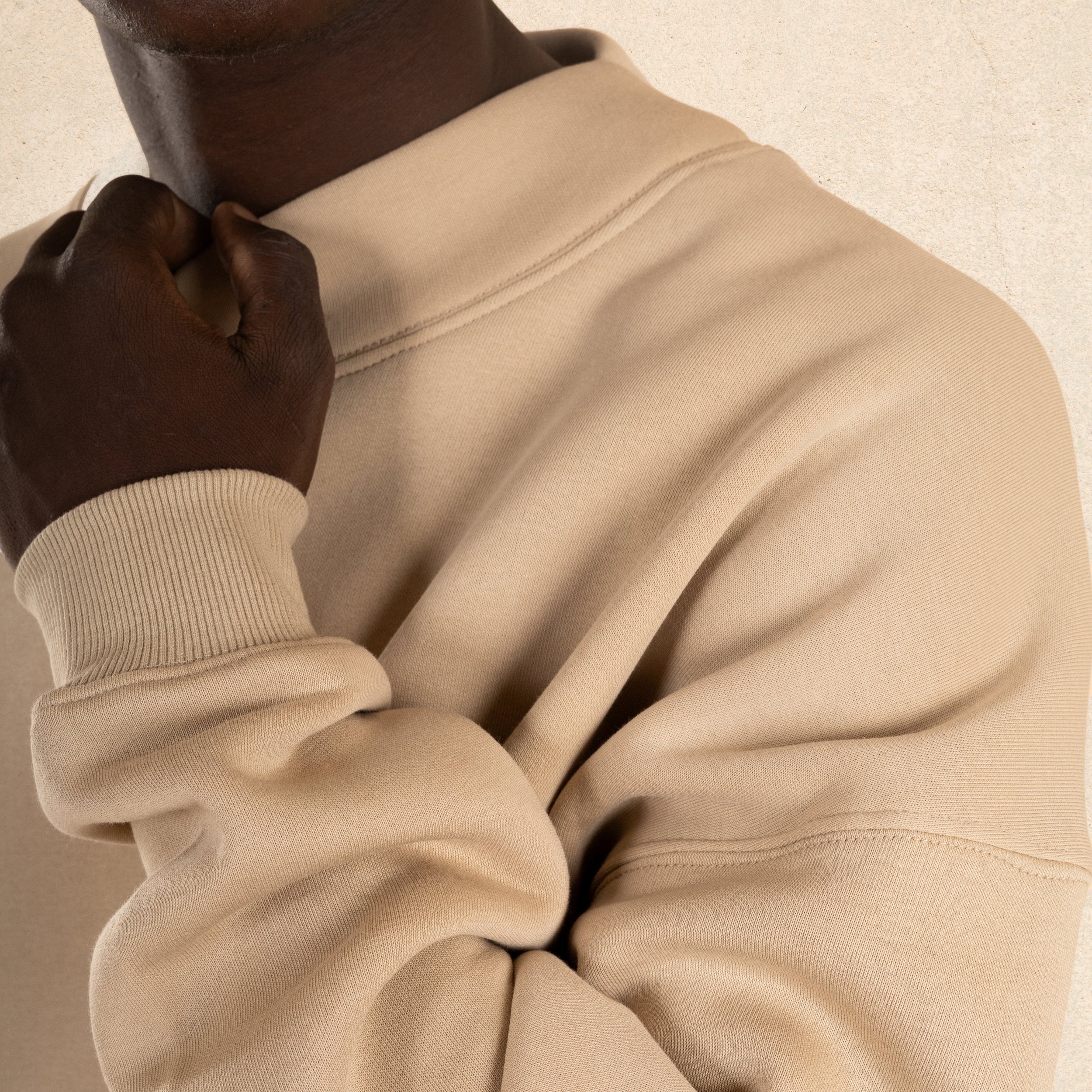 Beige oversized Mock Neck