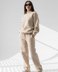 Beige Mock-Neck &  Boot-Cut Pants SET